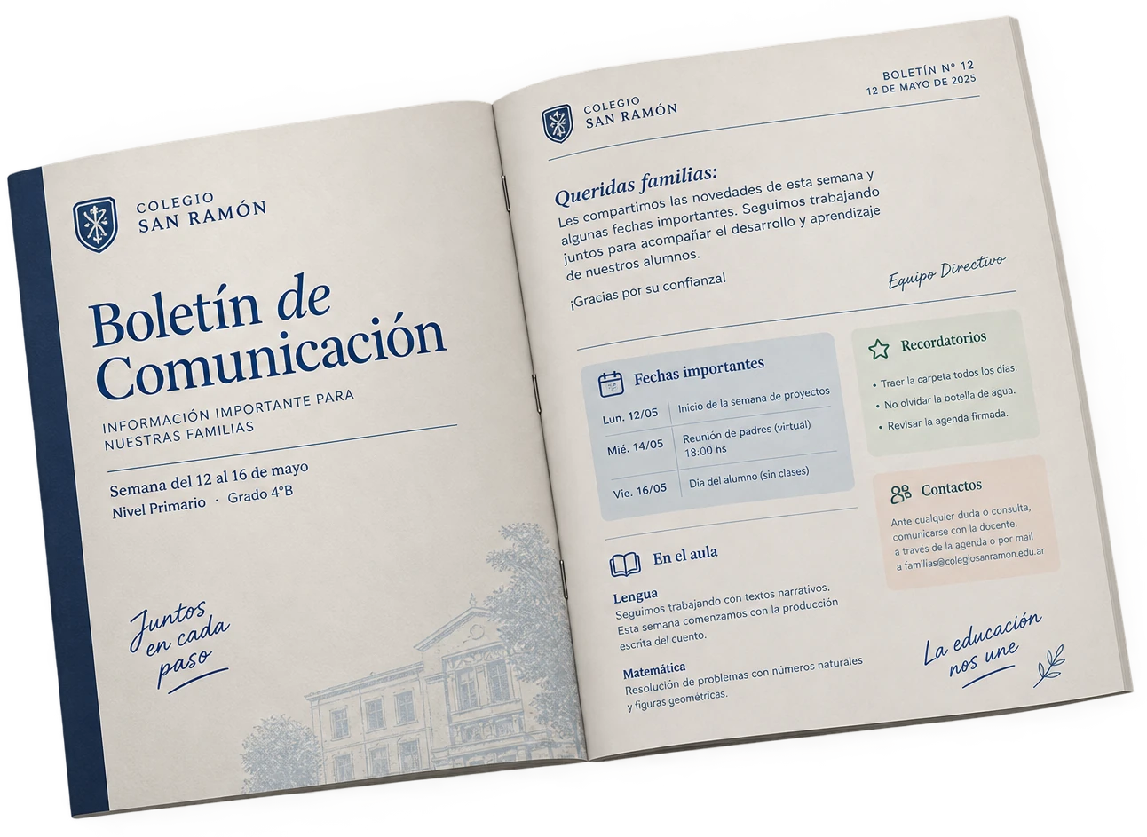 Boletín impreso para las familias
